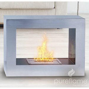 Silver Window Flame Biofuel Fireplace